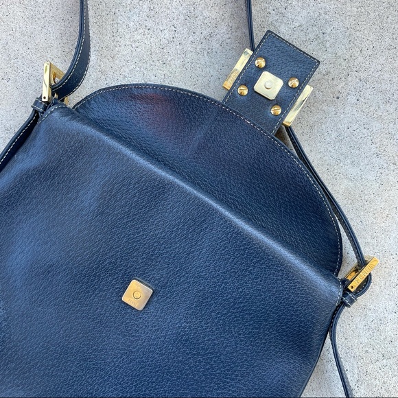 Vintage FENDI Marble-embellished Navy shoulder bag - Picture 4 of 14